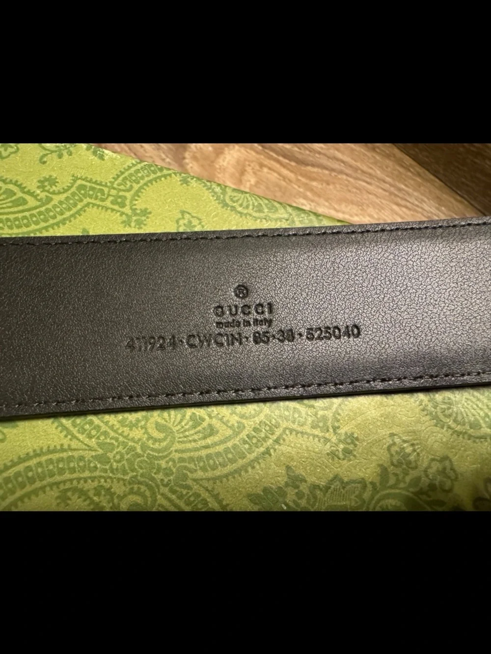 Gucci Black Embossed Leather Belt with Interlocking GG Buckle